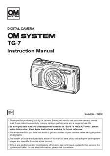 Olympus TG 7 manual. Camera Instructions.